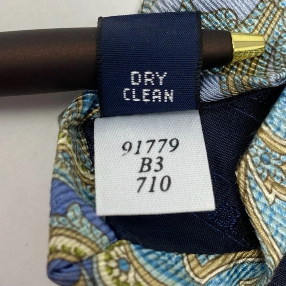 Vtg 90s Y2K Lands End Mens Neck‎ Tie 100% Silk Paisley Pastel Hand Sewn in USA